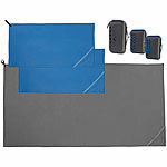 PEARL 3er-Set Mikrofaser-Handtücher,schnell trocknend,Tasche,anthrazit&blau PEARL Mikrofaser-Handtücher