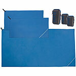 PEARL 3er-Set Mikrofaser-Handtücher mit Tasche, 100x50 cm & 200x100 cm, blau PEARL Mikrofaser-Handtücher