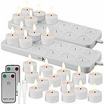 Lunartec 24er-Set LED-Akku-Teelichter mit USB-Ladestation, Fernbedienung, Timer Lunartec 