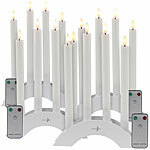 Lunartec 16 Akku-LED-Stabkerzen mit Dochten, Bogen-Ladestation, Timer, w Lunartec Akku-LED-Stabkerzen mit Dochten, Bogen-Ladestation und Timer