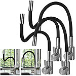 Rosenstein & Söhne 4er-Set Edelstahl-Küchenarmaturen, flexibler Auslauf, 360°, Hochdruck Rosenstein & Söhne Edelstahl-Küchenarmaturen mit flexiblem Silikon-Auslauf, Hochdruck
