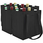 PEARL 4er-Set Filz-Flaschen-Tragetaschen, 6 Flaschen, 1,5 Liter, schwarz PEARL