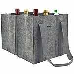 PEARL 2er-Set Filz-Flaschen-Tragetaschen, 6 Flaschen, 1,5 Liter, hellgrau PEARL Filz-Flaschen-Tragetaschen