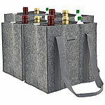 PEARL 4er-Set Filz-Flaschen-Tragetaschen, 6 Flaschen, 1,5 Liter, hellgrau PEARL Filz-Flaschen-Tragetaschen