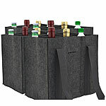 PEARL 4er-Set Filz-Flaschen-Tragetaschen, 6 Flaschen, 1,5 Liter, anthrazit PEARL Filz-Flaschen-Tragetaschen
