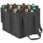 PEARL 8er-Set Filz-Flaschen-Tragetaschen, 6 Flaschen, 1,5 Liter, anthrazit PEARL Filz-Flaschen-Tragetaschen