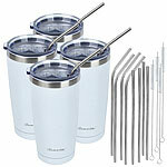 Rosenstein & Söhne 4er-Set Doppelwandiger Isolierbecher, weiß, 600 ml, Edelstahl Rosenstein & Söhne Doppelwandige Isolierbecher