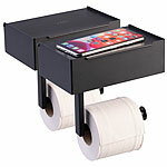 infactory 2er-Set Toilettenpapierhalterungen mit Feuchttücherbox, ohne Bohren infactory Toilettenpapierhalterungen mit Feuchttücherbox, ohne Bohren, zum Kleben