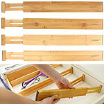 Carlo Milano 4er-Set verstellbare Schubladentrenner aus Bambus, 45,2 bis 52,3cm Carlo Milano Schubladentrenner