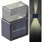 Lunartec 2er-Set Solar-Akku-Wandleuchte, 12 LEDs, je 25 lm warm-/tageslichtweiß Lunartec Solar-Akku-Wandleuchten mit einstellbarem Lichtkegel