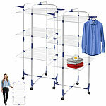 PEARL 2er set 3 Etagen Wäscheturm mit Rollen, 30 m Trockenstange, klappbar PEARL 3 Etagen Wäscheständer mit Rollen, 30 m Trockenstange, klappbar
