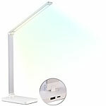 Lunartec Aluminium-Akku-Schreibtischleuchte, CCT, 280 Lumen, USB, silber/weiß Lunartec Aufladbare Alu-Tischlampen mit CCT