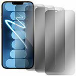 Somikon 4er-Set Schutzfolien, gehärtetes Glas,  iPhone 13 ProMax Somikon Schutzfolien aus gehärtetem Glas mit Anti-Spy-Schutz für iPhone, inkl. Installations-Werkzeug