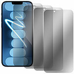 Somikon 4er-Set Schutzfolien aus gehärtetem Glas, iPhone 14Plus Somikon Schutzfolien aus gehärtetem Glas mit Anti-Spy-Schutz für iPhone, inkl. Installations-Werkzeug