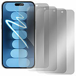 Somikon 4er-Set Schutzfolien aus gehärtetem Glas,iPhone 15 Pro Somikon Schutzfolien aus gehärtetem Glas mit Anti-Spy-Schutz für iPhone, inkl. Installations-Werkzeug