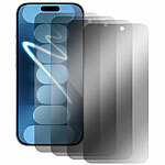 Somikon 4er-Set Schutzfolien aus gehärtetem Glas,iPhone 16 Pro Somikon Schutzfolien aus gehärtetem Glas mit Anti-Spy-Schutz für iPhone, inkl. Installations-Werkzeug