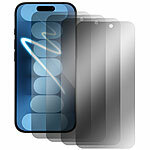 Somikon 4er-Set Schutzfolien, gehärtetes Glas, iPhone 16 ProMax Somikon Schutzfolien aus gehärtetem Glas mit Anti-Spy-Schutz für iPhone, inkl. Installations-Werkzeug