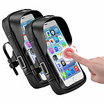 PEARL sports 2er-Set Wasserfeste Fahrrad-Smartphonetasche mit Regenhaube, bis 7" PEARL sports Wasserfeste Fahrrad- und Motorrad-Smartphone-Tasche mit Regenhaube