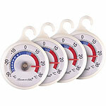 Rosenstein & Söhne 4er-Set Gefrier- & Kühlschrankthermometer, farbige Zonen, 51mm Anzeige Rosenstein & Söhne Analoge Gefrier- und Kühlschrankthermometer