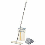 Sichler Haushaltsgeräte Wischmopp mit Doppelkammer-Putzeimer, 3 Wischpads, Edelstahlgriff Sichler Haushaltsgeräte Bodenwischer mit Abstreifer