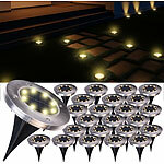 Lunartec 24er-Set Akku-Solar-Bodenleuchten, Edelstahlgehäuse, 8 LEDs, warmweiß Lunartec 