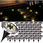 Lunartec 48er-Set Akku-Solar-Bodenleuchten, Edelstahlgehäuse, 8 LEDs, warmweiß Lunartec 
