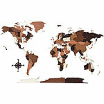infactory Wanddeko "3D-Weltkarte" aus Holz, 120 x 73 cm, werkzeugloses Anbringen infactory Holz-Wanddekos Weltkarte mit 3D-Effekt, werkzeugloses Anbringen