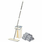 Sichler Haushaltsgeräte Wischmopp mit Doppelkammer-Putzeimer, 8 Wischpads, Edelstahlgriff Sichler Haushaltsgeräte Bodenwischer mit Abstreifer