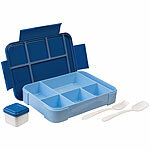 Rosenstein & Söhne Brotdose mit 5 Fächern, kleine Soßenbox, 1.300 ml, Gabel & Löffel,blau Rosenstein & Söhne Brotdosen mit 5 Fächern und Soßenbox 