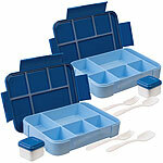 Rosenstein & Söhne 2er Set Brotdose mit 5 Fächern, kleine Soßenbox, 1.300 ml,blau Rosenstein & Söhne Brotdosen mit 5 Fächern und Soßenbox 