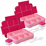Rosenstein & Söhne 2er Set Brotdose mit 5 Fächern, kleine Soßenbox, 1.300 ml,pink Rosenstein & Söhne Lunchboxen mit 2 Fächern 