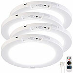 Luminea 4er-Set LED-Akku-Decken- & Wandleuchte, Bewegungssensor, Fernbedienung Luminea LED Decken- und Wandleuchten mit Bewegungsmelder