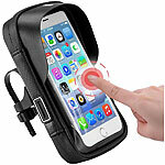 PEARL sports Wasserfeste Fahrrad-Smartphonetasche mit Regenhaube, bis 7", 360° PEARL sports Wasserfeste Fahrrad- und Motorrad-Smartphone-Tasche mit Regenhaube