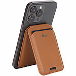 Xcase Kartenhalter für iPhone, MagSafe-kompatibel, klappbar, 3 Karten, braun Xcase Kartenhalter-Wallet für iPhone mit MagSafe, klappbar, für 3 Karten