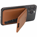 Xcase 2er-Set Kartenhalter für iPhone, MagSafe-kompatibel, klappbar, braun Xcase Kartenhalter-Wallet für iPhone mit MagSafe, klappbar, für 3 Karten