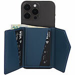 Xcase Kartenhalter & Geldbörse für iPhone, MagSafe-komp., 4 Karten, blau Xcase Kartenhalter-Wallet für iPhone mit MagSafe, klappbar, für 3 Karten