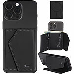 Xcase 2er-Set Kartenhalter & Geldbörse f. iPhone, MagSafe, 4 Karten, schwarz Xcase Kartenhalter-Wallet für iPhone mit MagSafe, klappbar, für 3 Karten