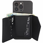 Xcase Kartenhalter & Geldbörse für iPhone, MagSafe-komp., 4 Karten, schwarz Xcase Kartenhalter-Wallet für iPhone mit MagSafe, klappbar, für 3 Karten