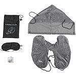 newgen medicals 2er Set Aufblasbares Nackenkissen mit abnehmbarer Kapuze,  H Form newgen medicals Aufblasbare Nackenkissen mit Kapuze, Augenmaske und Ohrstöpseln