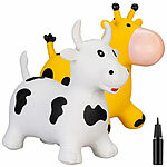 Playtastic 2er-Set aufblasbare Hüpftiere "Kuh" & "Giraffe",für Kinder ab 3 Jahren Playtastic Aufblasbare Hüpftiere