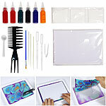 infactory Wassermarmorierungsfarbe für Kinder, 6 Farben, 20 Blatt Papier infactory Wassermarmorierungsfarben
