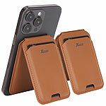 Xcase 2er-Set Kartenhalter für iPhone, MagSafe-kompatibel, klappbar, braun Xcase Kartenhalter-Wallet für iPhone mit MagSafe, klappbar, für 3 Karten