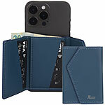 Xcase 2er-Set Kartenhalter & Geldbörse für iPhone, MagSafe, 4 Karten, blau Xcase Kartenhalter-Wallet für iPhone mit MagSafe, klappbar, für 3 Karten
