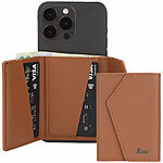 Xcase 2er-Set Kartenhalter & Geldbörse für iPhone, MagSafe, 4 Karten, braun Xcase Kartenhalter-Wallet für iPhone mit MagSafe, klappbar, für 3 Karten
