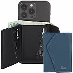 Xcase 2er-Set Kartenhalter & Geldbörse für iPhone, MagSafe, blau & schwarz Xcase Kartenhalter-Wallet für iPhone mit MagSafe, klappbar, für 3 Karten