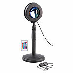 PEARL 4er-Set RGB-LED-Sonnenuntergangslampen, 16 Farben, Fernbedienung PEARL RGB Sonnenuntergangslampen Stimmungslicht, 16 Farben