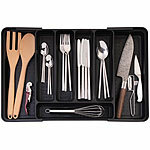 Rosenstein & Söhne 2er-Set Besteckkasten, ausziehbar: 30 auf 52,5 x 33,5 x 5,5 cm Rosenstein & Söhne Ausziehbare Besteckeinsätze für Schubladen, Kunststoff