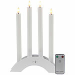 Lunartec 4 Akku-LED-Stabkerzen mit Dochten, Bogen-Ladestation, Timer, weiß Lunartec Akku-LED-Stabkerzen mit Dochten, Bogen-Ladestation und Timer
