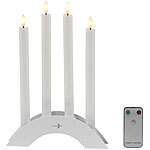 Lunartec 4er set 4 Akku-LED-Stabkerzen mit Dochten, Bogen-Ladestation, Timer, w Lunartec Akku-LED-Stabkerzen mit Dochten, Bogen-Ladestation und Timer