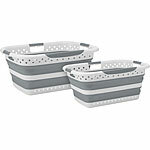 infactory 2 x 2er-Set Faltbarer Wäschekorb 28 & 40 l, Belüftungslöcher, 3 Griffe infactory Faltbare Wäschekorbe mit Belüftungslöchern
